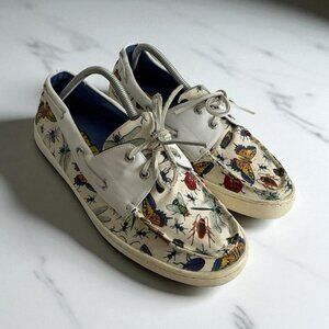 Loudmouth Boat Shoes Big Bugs Sailor White Mens Size 10 colorful US Lace Up Golf